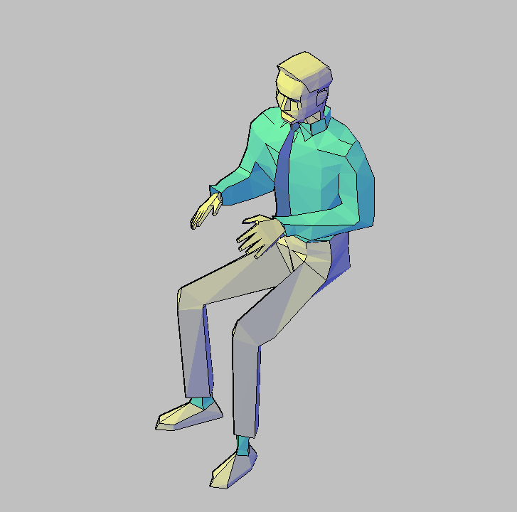 Bloque Autocad Vista de Hombre 13 Bibliot. 2D-3D en 3D
